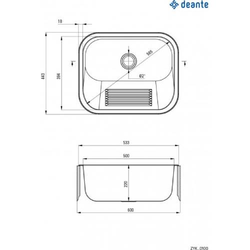 Мийка DEANTE Household 533 х 443 х 220 мм (ZYK_0100) Форма прямокутна