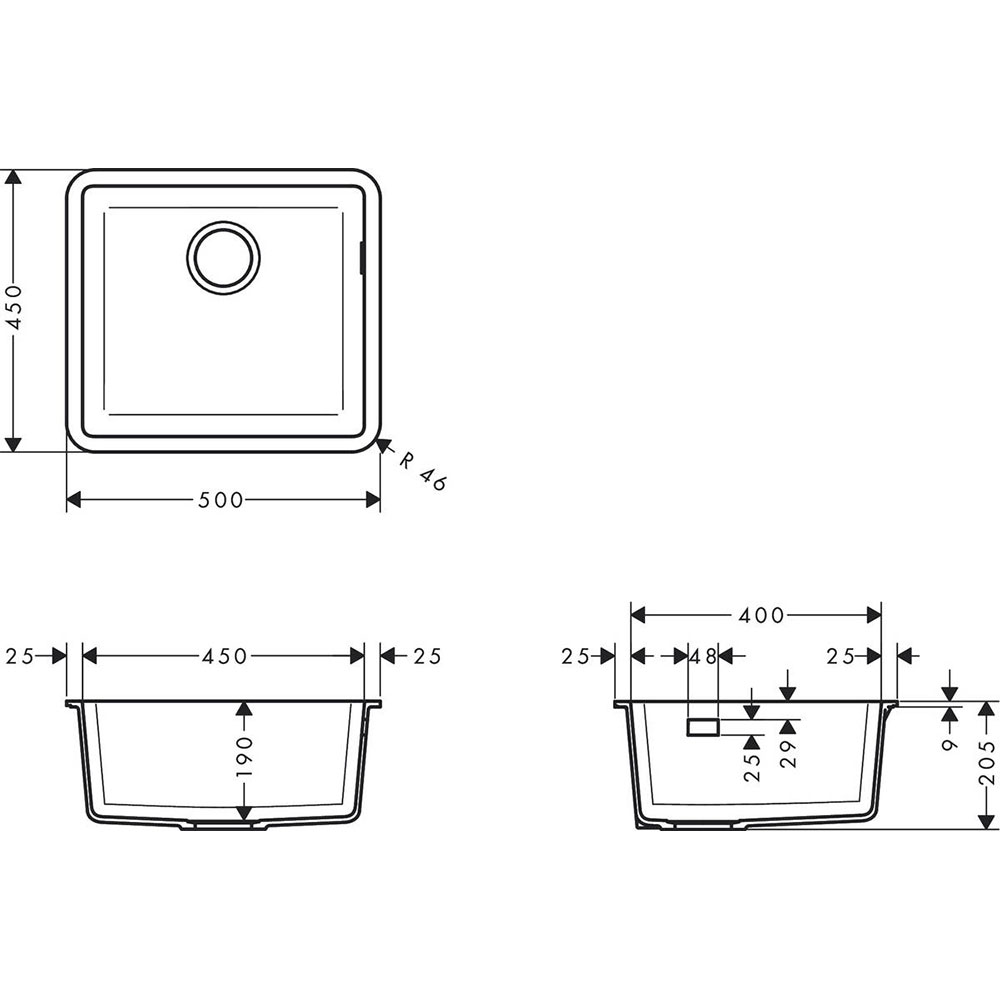 Мийка HANSGROHE S51 S510-U450 Grey (43431380) Спосіб монтажу врізний