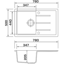 Миття GRANADO Toledo Black Shine 780 x 500 мм (gr2101)