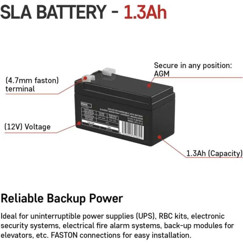 Аккумулятор EMOS B9652 AGM 12V Размеры 97 х 45 х 53
