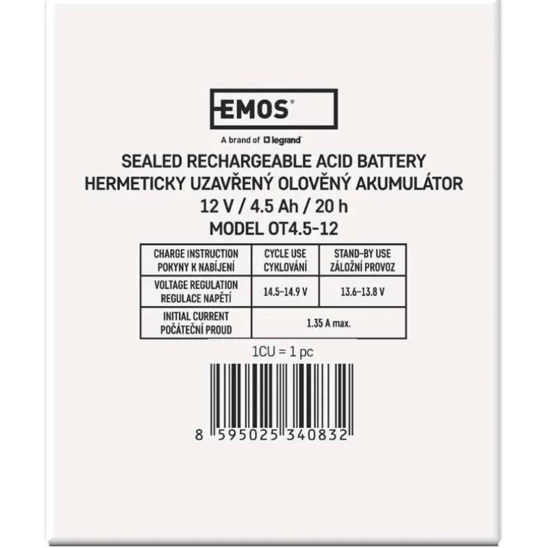 Аккумулятор EMOS B9653 AGM 12V Емкость 4.5