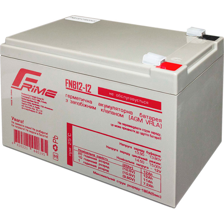 

Аккумулятор FRIME AGM 12V 12AH (FNB12-12), Аккумулятор 12V 12AH (FNB12-12) AGM