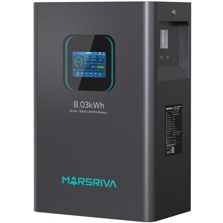 Аккумулятор MARSRIVA LiFePO4 25.6V/314Ah 8.03kWh (MR-LBP24-314-WMT) Тип аккумулятора литий-железо-фосфатный (LiFePO4)
