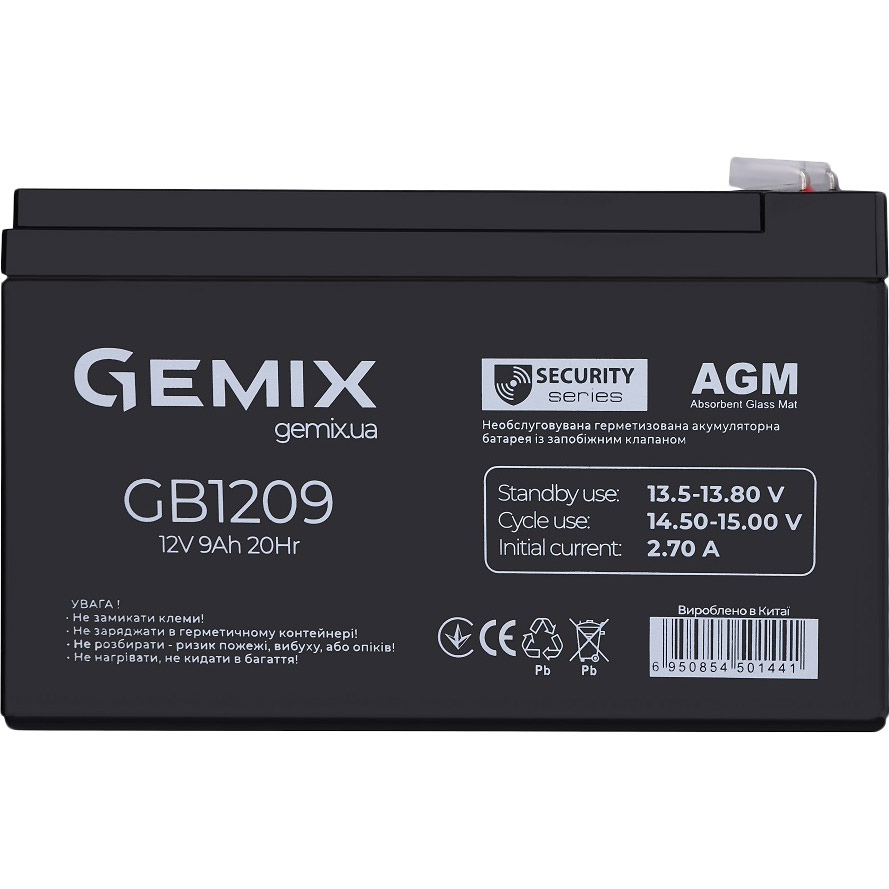 Акумулятор GEMIX Security Series AGM 12V 9Ah (GB1209)