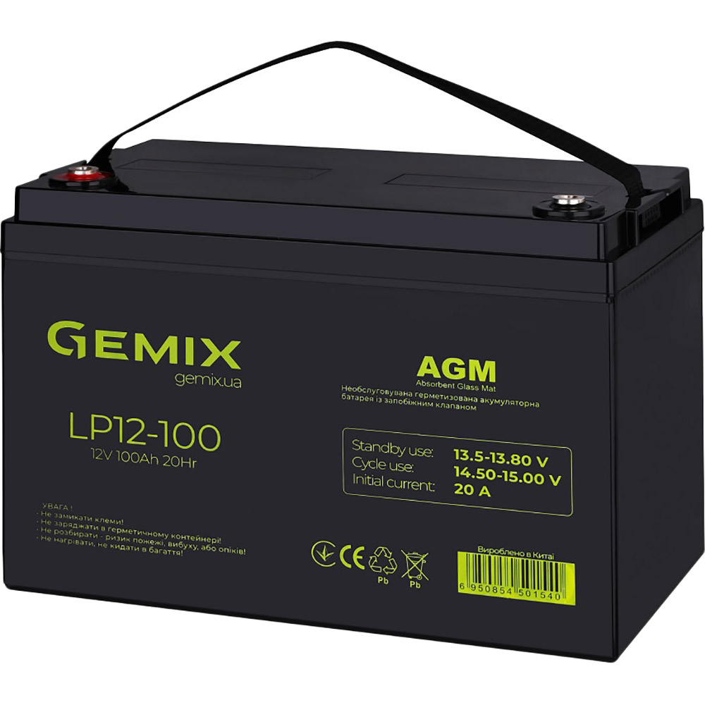 Акумулятор GEMIX 12V 100Ah AGM (LP12-100) Ємність 100