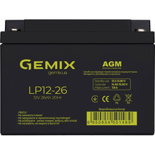 Аккумулятор GEMIX AGM 12V 26Ah (LP12-26)