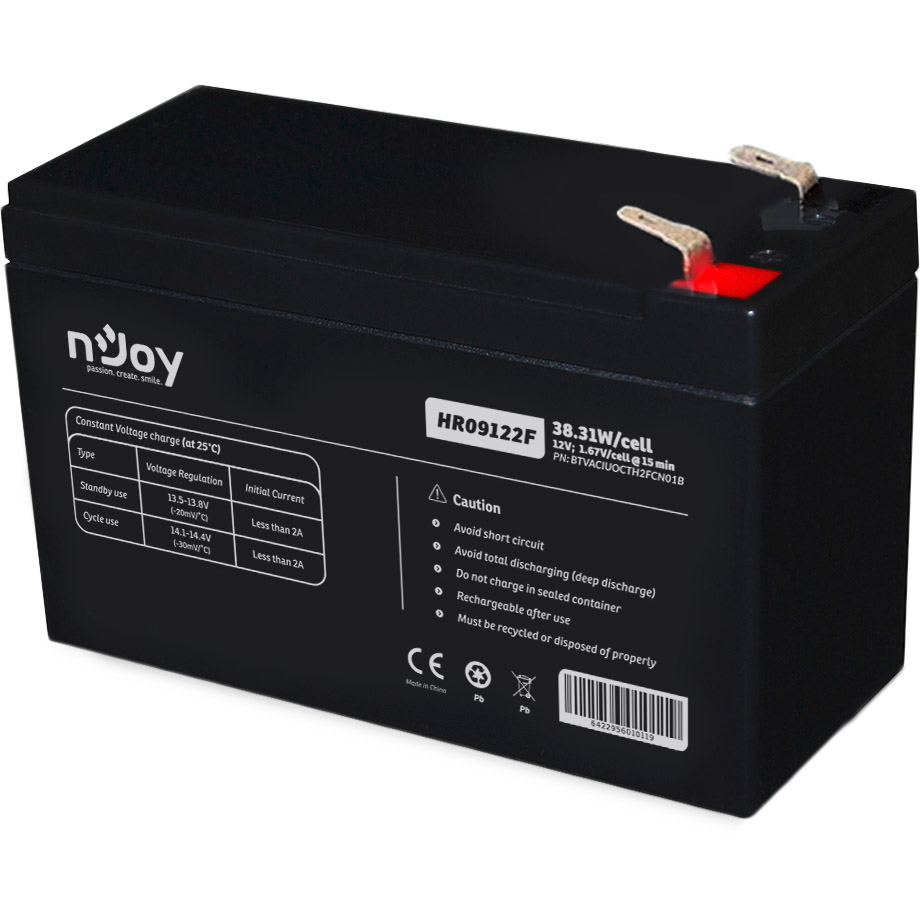 Аккумулятор NJOY HR09122F (BTVACIUOCTH2FCN01B) Допустимая температура среды, °С 25 ± 3