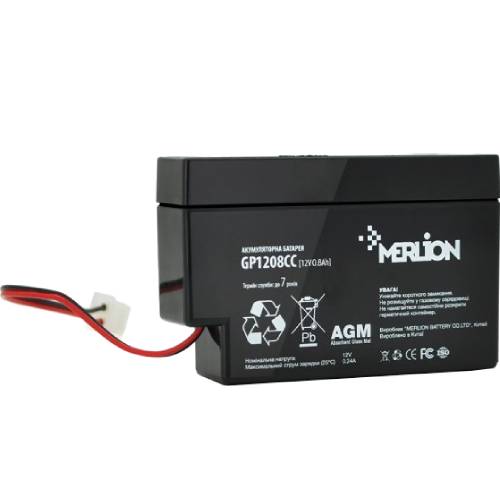 Акумулятор MERLION 12V-0.8Ah (GP1208СС) Ємність 0.8