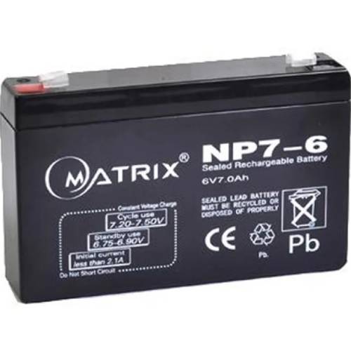 

Аккумулятор MATRIX для ИБП 6V-7Ah (NP7-6), Батарея до ДБЖ 6V 7AH NP7-6