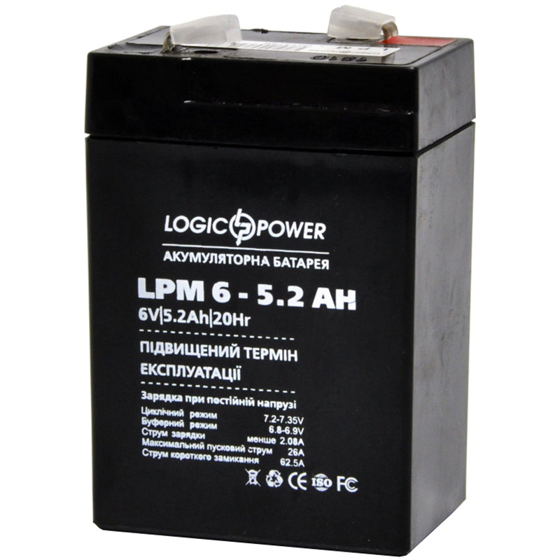 Акумулятор LOGICPOWER LPM 6В 5.2 Ач (4158) Напряжение, В 6