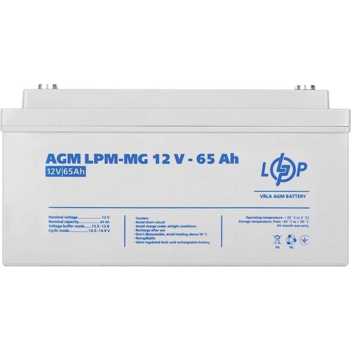 Аккумулятор LOGICPOWER AGM LPM 12V 65AH (LP3872) Допустимая температура среды, °С -20 ~ +50