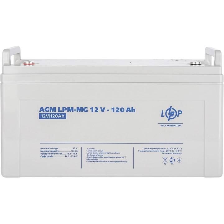 Акумулятор LOGICPOWER AGM LPM 12V 120AH (LP3876) Допустима температура довкілля, °С  -20 ~ +50