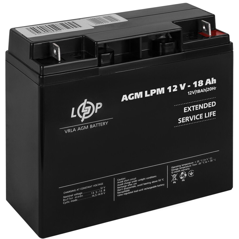 Акумулятор LOGICPOWER LPM 12V 18AH AGM (LP4133) Ємність 18