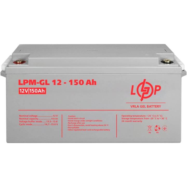 Аккумулятор LOGICPOWER GEL LPM 12V 150AH (LP4155) Допустимая температура среды, °С -20 ~ +50