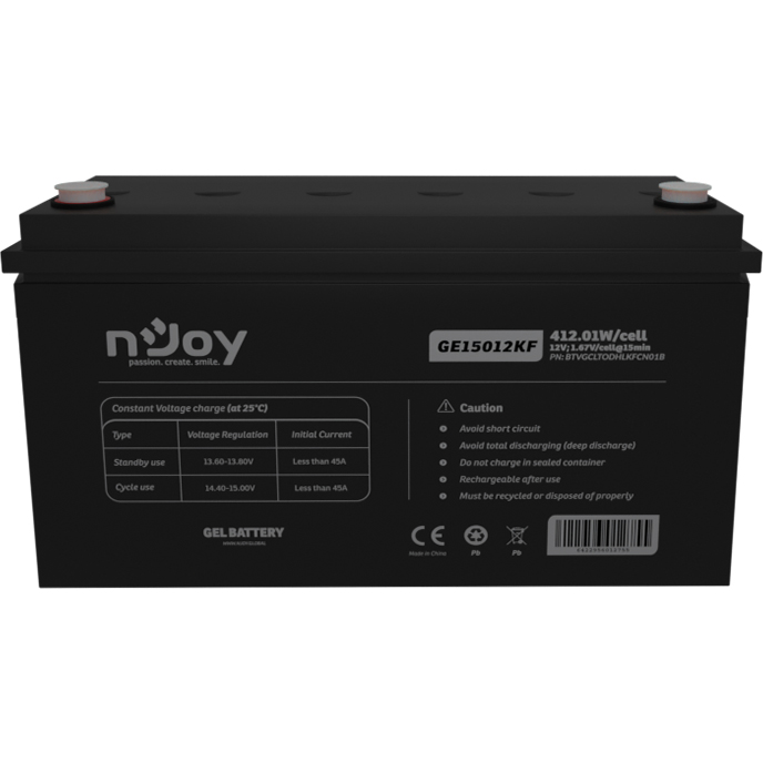 Аккумулятор NJOY GE15012KF 12V 150AH GEL (GE15012KF) Емкость 150