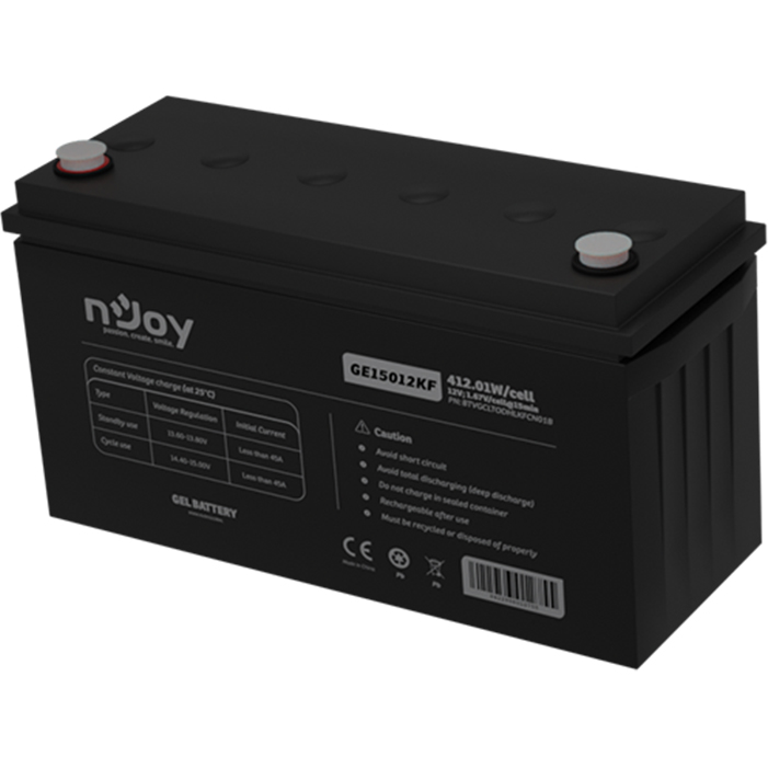 Аккумулятор NJOY GE15012KF 12V 150AH GEL (GE15012KF) Напряжение, В 12