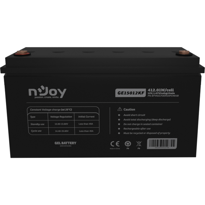 Аккумулятор NJOY GE15012KF 12V 150AH GEL (GE15012KF) Размеры 484x170x242