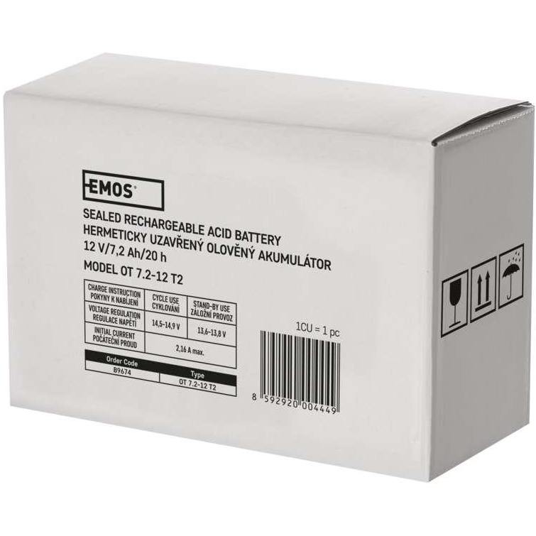 Акумулятор EMOS AGM 12V 7.2AH (B9674) Напруга 12