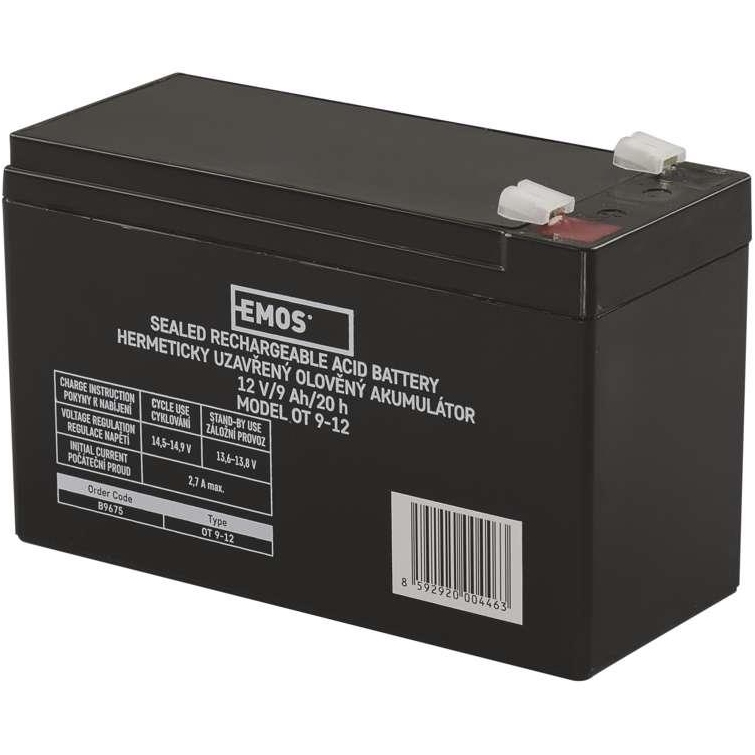 Акумулятор EMOS AGM 12V 9AH (B9675) Напряжение, В 12