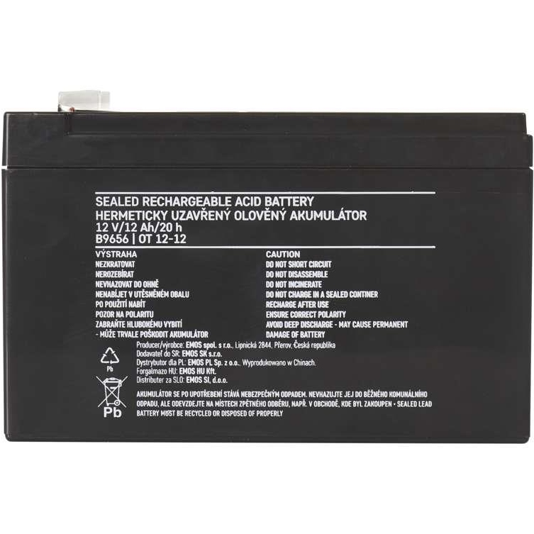 Акумулятор EMOS AGM 12V 12AH (B9656) Напряжение, В 12