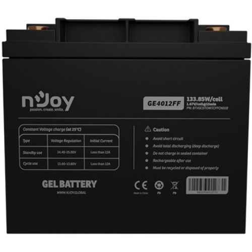 Аккумулятор NJOY GE4012FF GEL 12V 40AH (BTVGCDTOMTCFFCN01B) Размеры 196 х 165 х 175