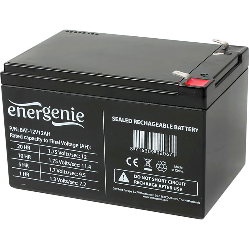 Аккумулятор ENERGENIE AGM 12V 12Ah Black (BAT-12V12AH)