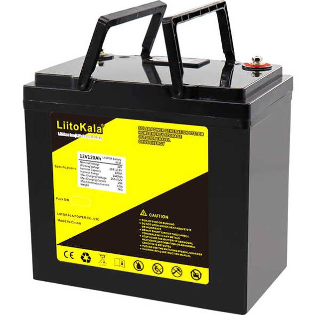 Акумулятор LIITOKALA LiFePO4 12V120Ah LCD Напряжение, В 12