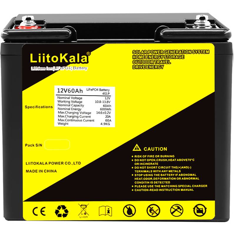 Акумулятор LIITOKALA LiFePO4 12V 60Ah Напряжение, В 12