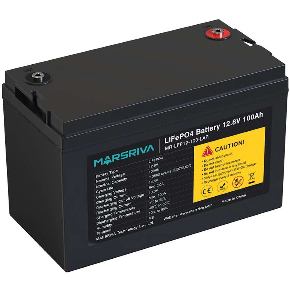 Аккумуляторная батарея MARSRIVA 12,8 V/100Ah LiFePo4 (MR-LFP12-100-LAR) Допустимая температура среды, °С -20 - +60