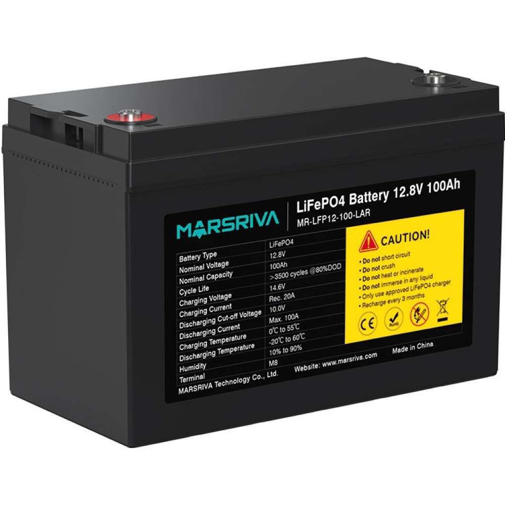 Акумуляторна батарея MARSRIVA LiFePo4 (MR-LFP12-100-LAR) Напряжение, В 12