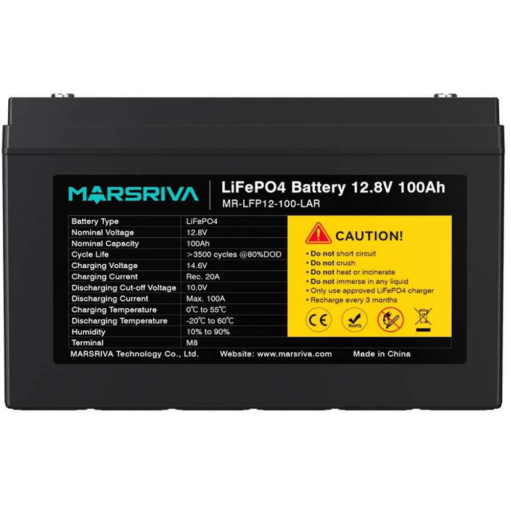 Акумуляторна батарея MARSRIVA LiFePo4 (MR-LFP12-100-LAR) Ємність 100