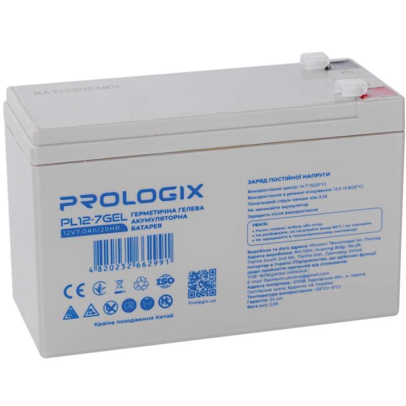 Акумулятор PROLOGIX 12V 7 AH (PL12-7GEL) Ємність 7