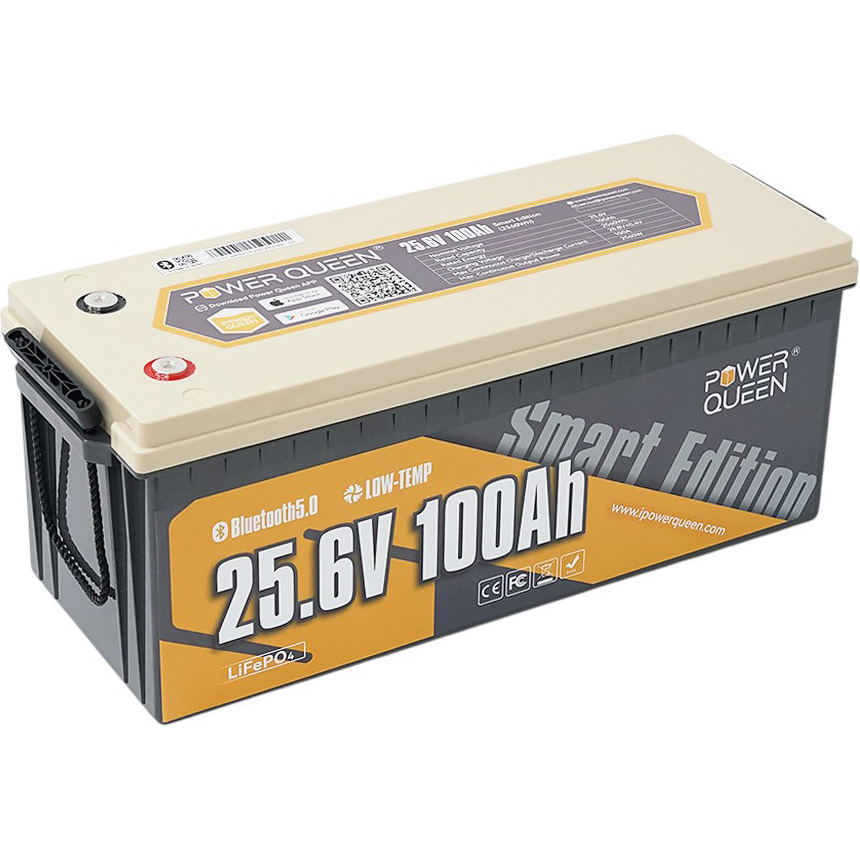 Акумулятор POWER QUEEN LiFePO4 24V 100Ah (PowerQueen-24V100Ah-BT) Напруга 25.6