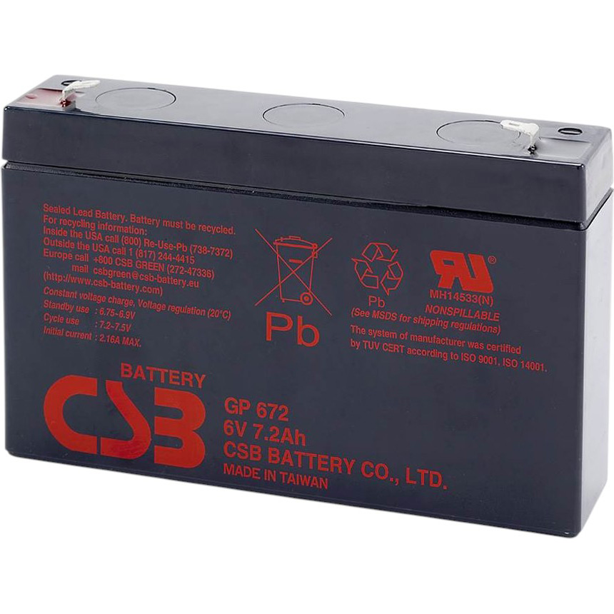 Акумуляторна батарея CSB 6V 7.2Ah (GP672)