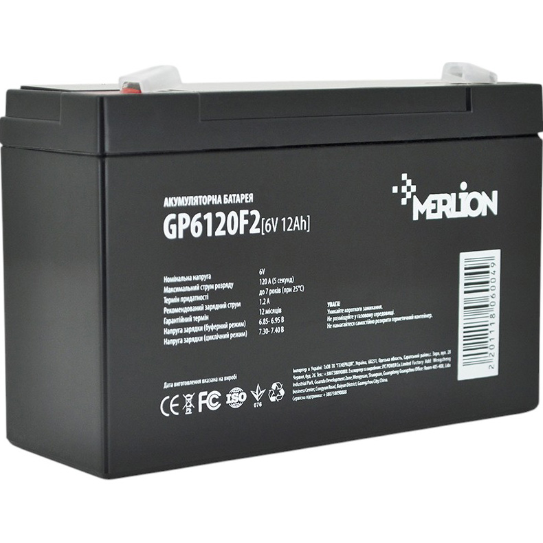 Акумуляторна батарея MERLION AGM 6V 12Ah (GP612F2)