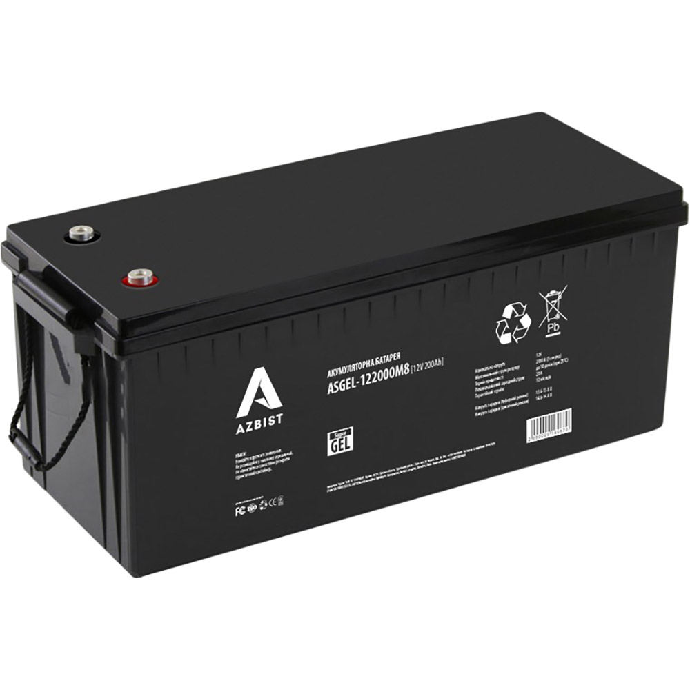 Акумулятор AZBIST Super GEL 12V 200.0Ah Q1/18 Black (ASGEL-122000M8)