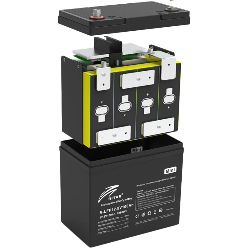 Аккумулятор RITAR LiFePO4 12.8V 100Ah Black (R-LFP12.8V100AH-mini) Тип для ИБП