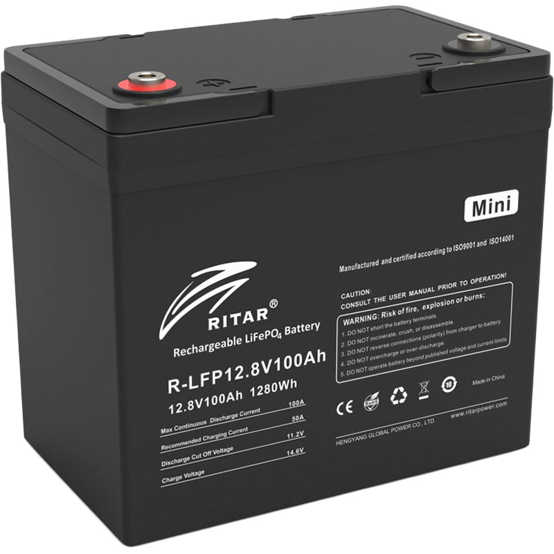 Аккумулятор RITAR LiFePO4 12.8V 100Ah Black (R-LFP12.8V100AH-mini)