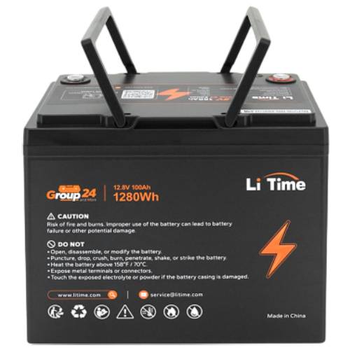 Акумулятор LITIME Group 24 LiFePO4 100Аг 1280Wh M8 (GR24-12.8-100) Напруга 12.8