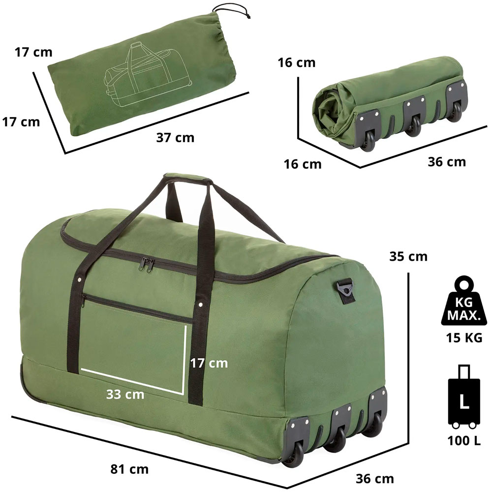 Дорожная сумка TRAVELZ Wheelbag Green (603095) Объем 100