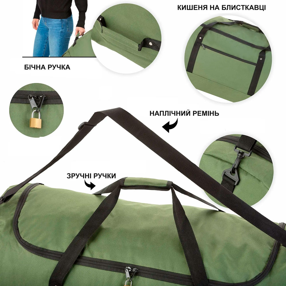 Дорожня сумка TRAVELZ Wheelbag Green (603095) Кількість коліс 3