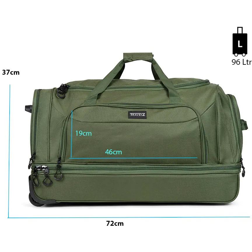 Дорожня сумка TRAVELZ Wheelbag Doubleloader Green (603099) Особливості посилене дно