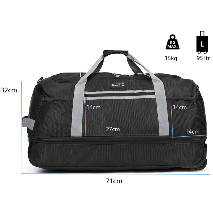 Дорожная сумка TRAVELZ Wheelbag Doubleloader foldable Black (603096) Замок без замка