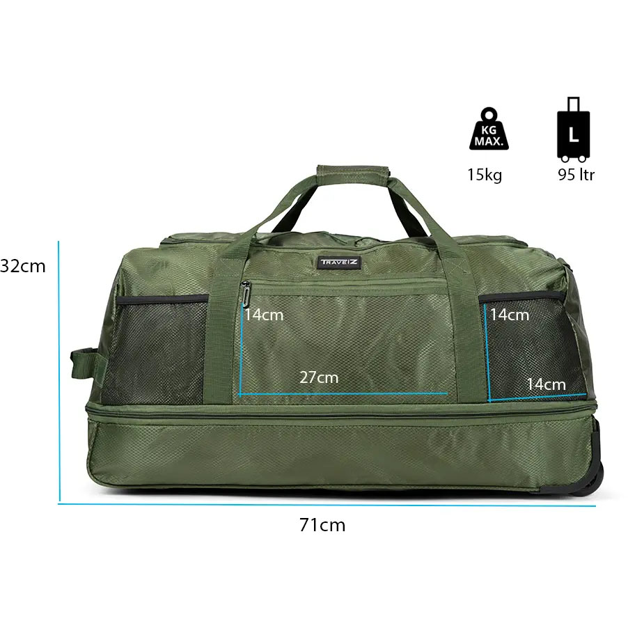 Дорожня сумка TRAVELZ Wheelbag Doubleloader foldable Green (603097) Замок без замка