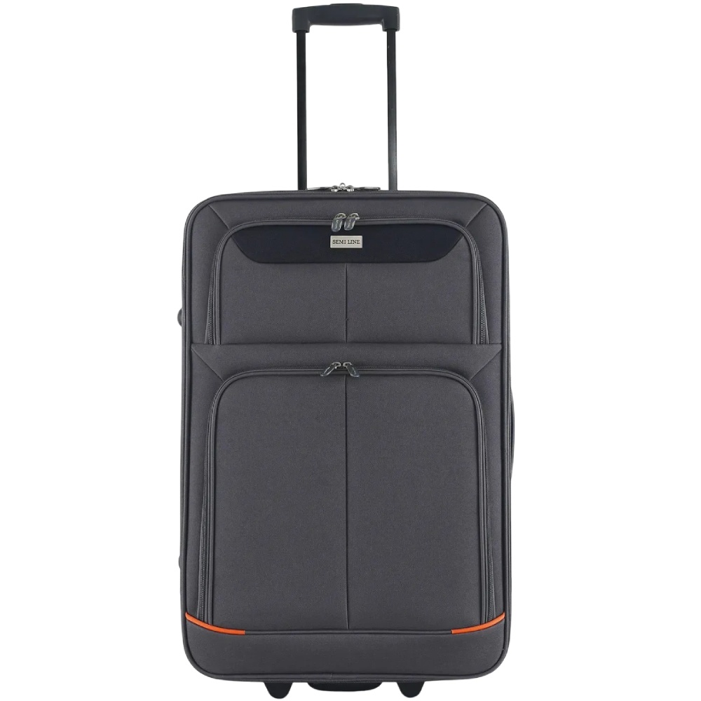 Чемодан SEMI LINE 24" (M) Grey/Orange Lines (T5754-2) Замок встроенный