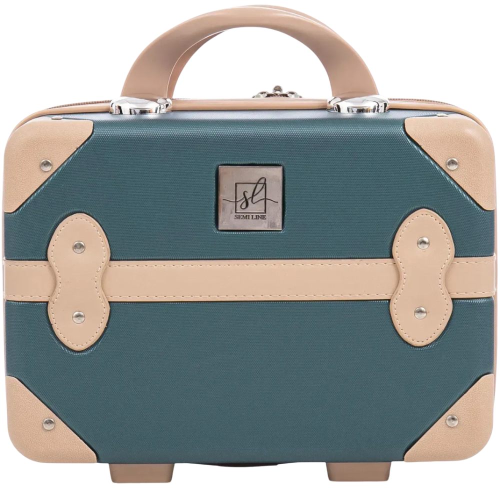 Бьюти-кейс SEMI LINE 10L Green-Navy (T5838-1) Дополнительно эластичная лента для крепления кейса на телескопических ручках чемоданов; специальные ушки, позволяющие закрыть их на навесной замок (не поставляется в комплекте)