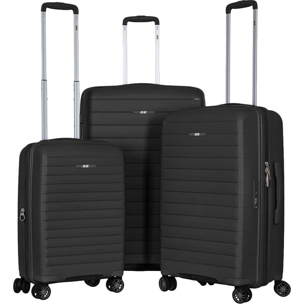 Огляд Набір валіз 2E Aero L+M+S Black (2E-SPP-AERO-SET3-BK)