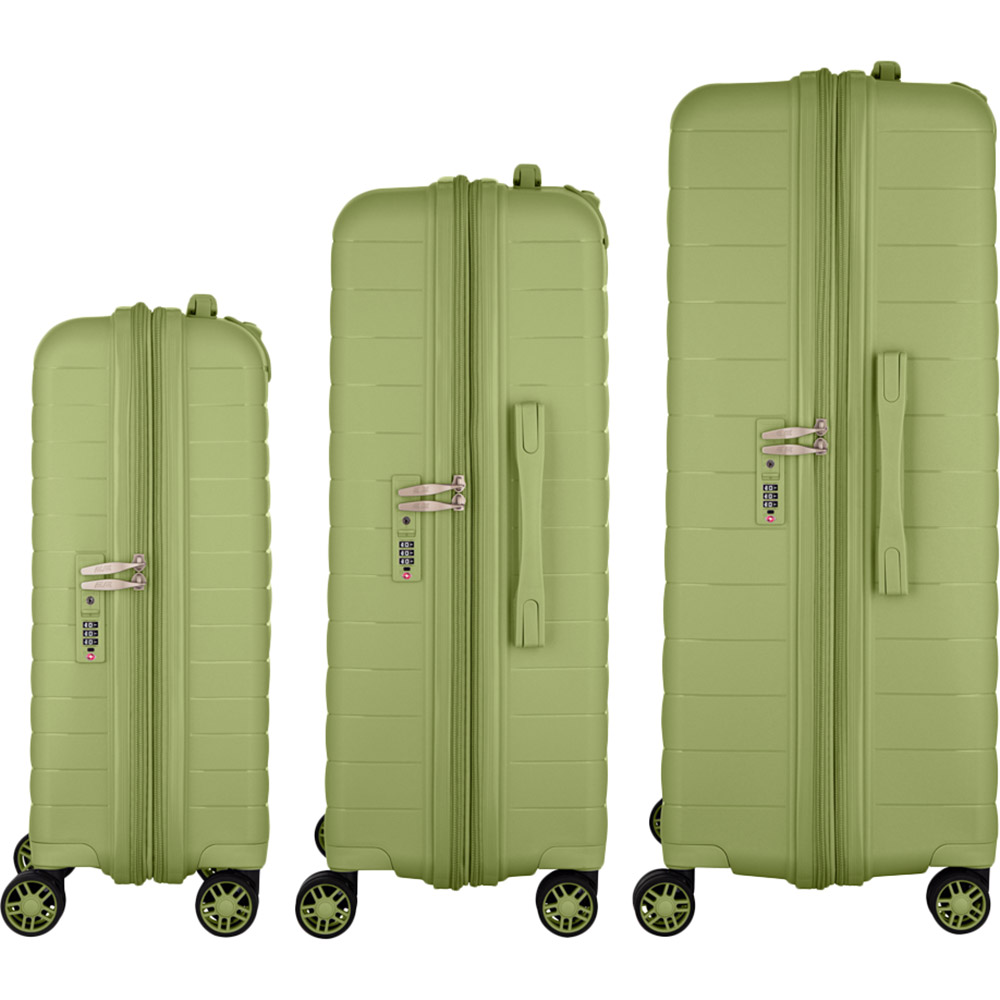 Внешний вид Набор чемоданов 2E Aero L+M+S Olive Green (2E-SPP-AERO-SET3-MG)