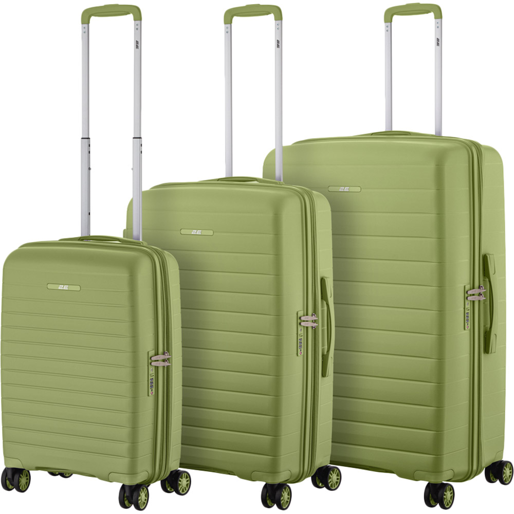 Набор чемоданов 2E Aero L+M+S Olive Green (2E-SPP-AERO-SET3-MG) Замок встроенный TSA