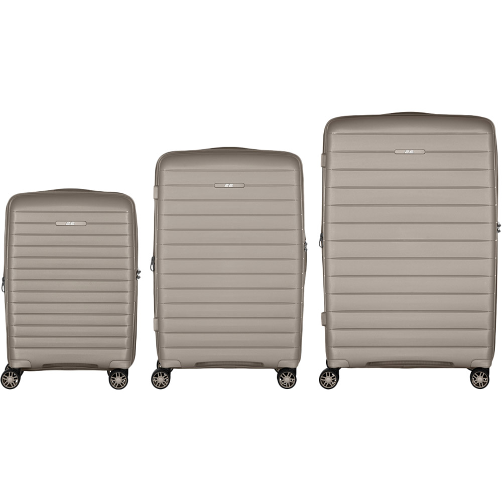 Набір валіз 2E Aero L+M+S Grey-Brown (2E-SPP-AERO-SET3-TP) Замок вбудований TSA